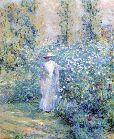 Im Blumengarten um 1900