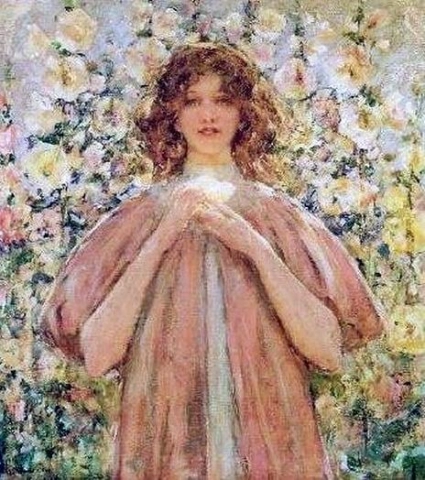 Nuori nainen vaaleanpunaisessa 1902