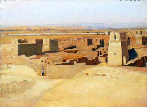 En del av landsbyen Mahamid nær El-kab Øvre Egypt