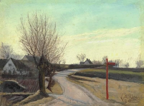 El camino hacia Lyn S. Hanehoved en Frederiksv Rk. Tarde de sol de 1899