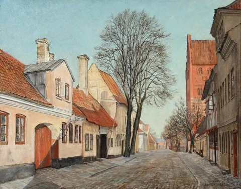 Utsikt over Kirkestr fra Koge Sjælland 1930
