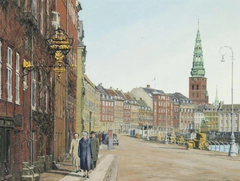 哥本哈根的尼布罗加德 (Nybrogade)，前景是木材协会 (Timber S Guild) 的房子
