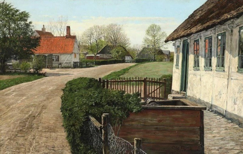 Utsikt fra en gate i landsbyen Haraldsted