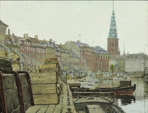 Vista da Copenaghen con Gl. Strand E La Torre Della Chiesa Nikolaj S Sullo Sfondo