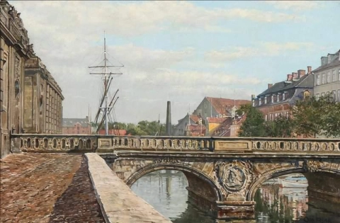 Vista desde el puente de mármol en Copenhague 1948