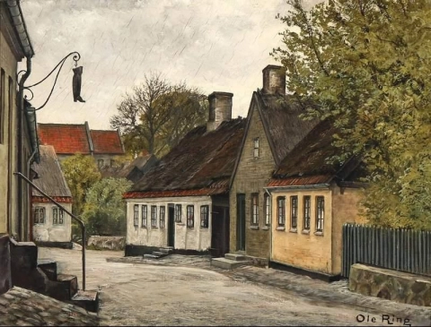 Vista da rua Asylgade em Jorgensbjerg Roskilde