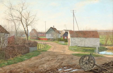 Strada del villaggio di Fjenneslev vicino a Soro 1948