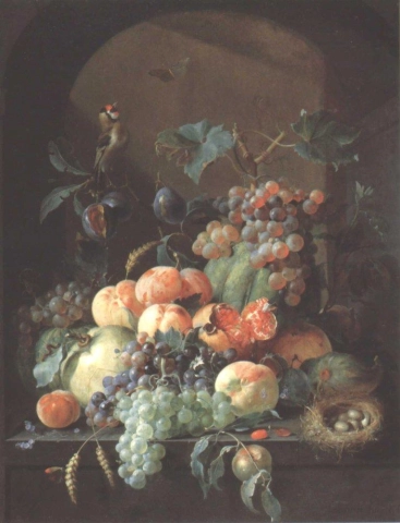 Roepel Coenraet Натюрморт с фруктами на изгороди под аркой
