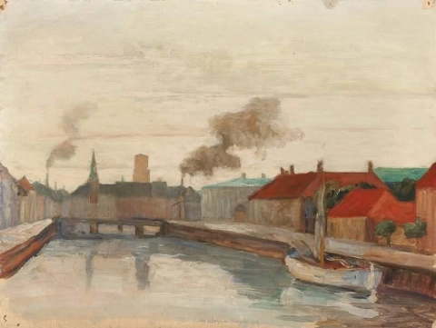 Näkymä Frederiksholmin kanavalta Kööpenhaminassa 1907