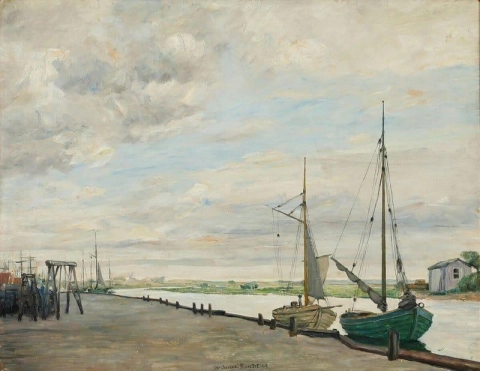 Utsikt från Skibbroen i Ribe 1905