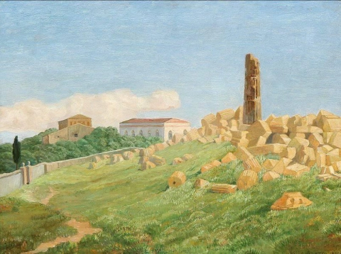 Utsikt över ruinerna av Zeus Girgentis tempel Sicilien 1899