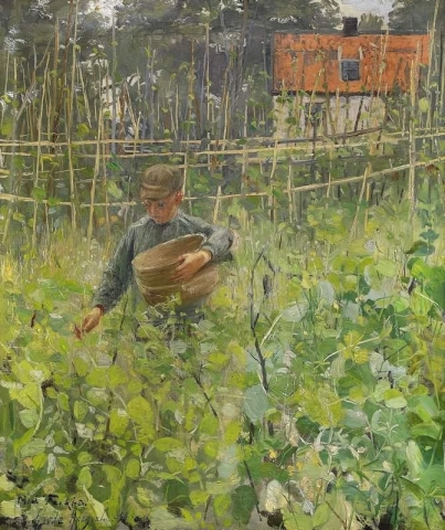 Pojke Med Korg 1890
