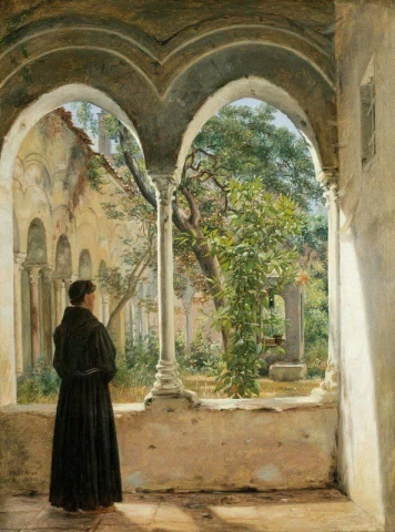 Monastery Of Palermo With Franciscan Monk