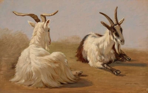 Studie van twee geiten 1841
