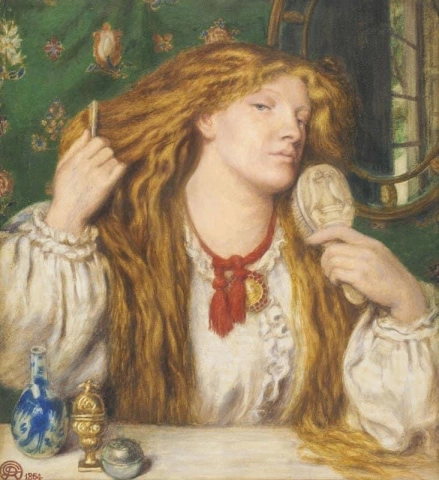 Женщина, расчесывающая волосы Фанни Корнфорт 1864