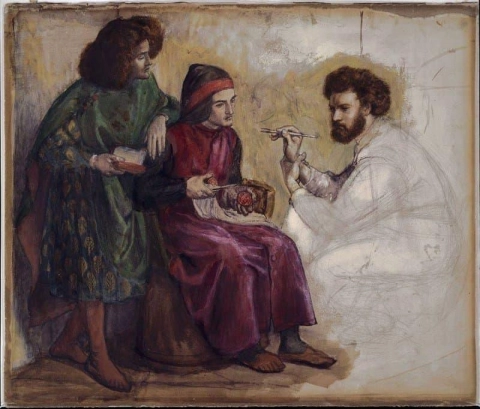 Giotto dipinge il ritratto di Dante 1