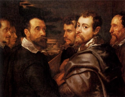 Self-portrait in a circle of friends in Mantua