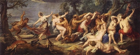 Diana und ihre Nymphen werden von Satyrn überrascht