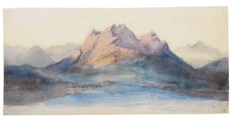 Mount Pilatus vanaf het Vierwoudstedenmeer, Zwitserland 1850