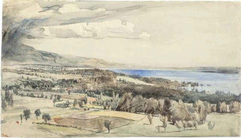 Sketch Of The Lake Of Geneva From The Slopes Of The Jura Mountains Switzerland