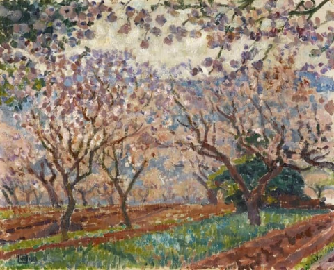 Миндальные деревья с подсветкой, 1918 год.