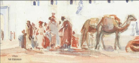 Arab Walking And Two Camels