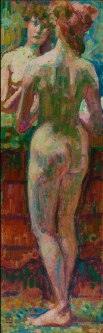 Nude Standing From The Back In Front Of The Mirror Looking Towards The Right 1906