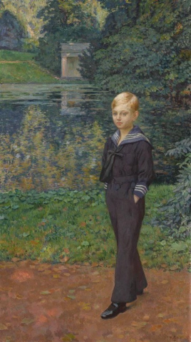 Retrato de Claude Stevens como marinheiro no jardim, 1919