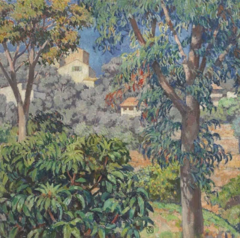 透过桉树看到的别墅 La Mortola Ca. 1919-21
