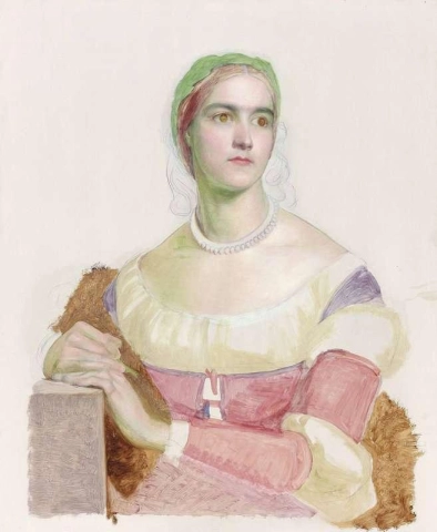 艾米丽·冬季玫瑰半身像未完成的肖像。 1861年