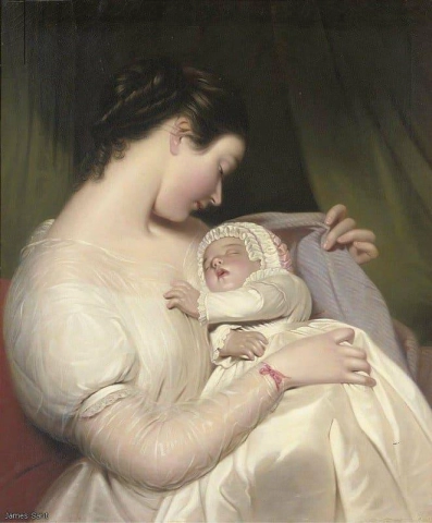 La esposa del artista Elizabeth con su hija Mary Edith