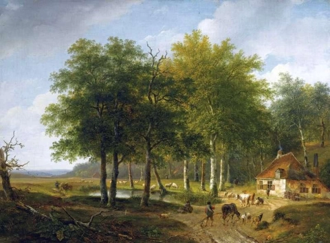 A Herd With Cattle In A Summer Landscape By Veluwe
