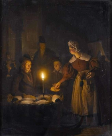 A Candlelight Market Scene 1836