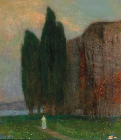 Landschaft mit einer Mädchenfigur 1910-15