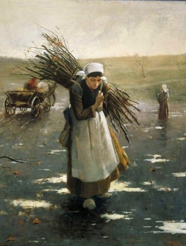 老妇人携带柴草