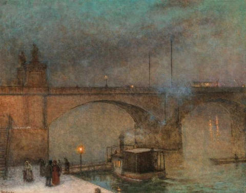 プラハ パラッキー橋の前のヴルタヴァ川の蒸気船 1910～20 年頃