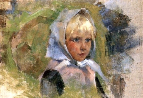 Jente med hodesjal 1880