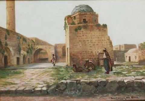 فناء المسجد القديم في الرملة 1890