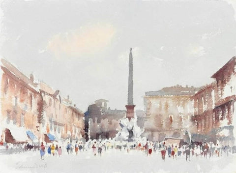 De fontein van de vier rivieren Piazza Navona Rome