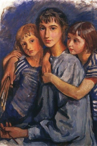Självporträtt med hennes döttrar