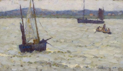 Boote in der Lagune Etaples 1885