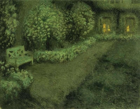 Le Jardin Blanc Au Clair De Lune Godefroy Ca. 1925-30