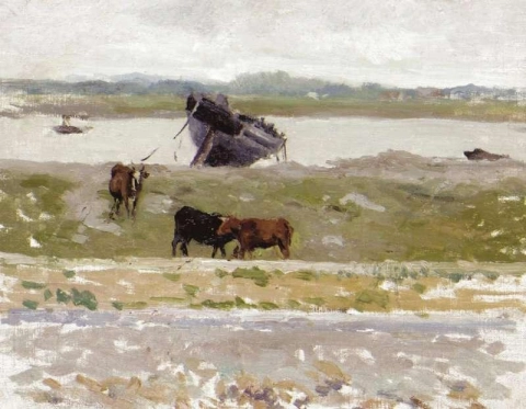 Kühe in der Nähe eines Braque Etaples 1887