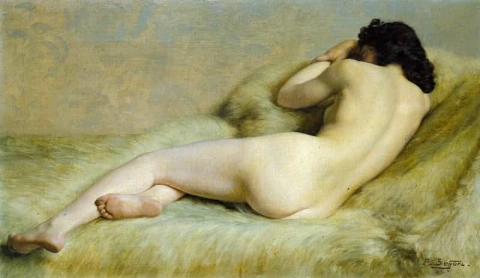 Liggande naken kvinna