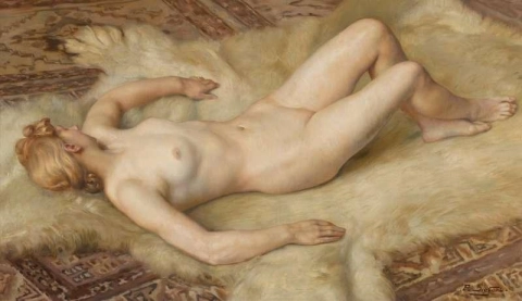Naked Lying On A Bearskin