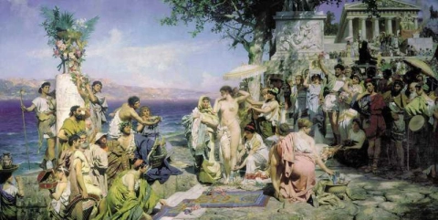 芙里尼 (Phryne) 在埃琉西斯 (Eleusis) 庆祝波塞冬 (Poseidon) 号 1889 年