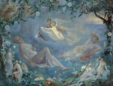 تيتانيا نائمة. مشهد من حلم ليلة منتصف الصيف، المشهد الثاني، المشهد الثاني، 1873