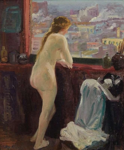 Nude At Window Over Greenwich Village Ca. 1913