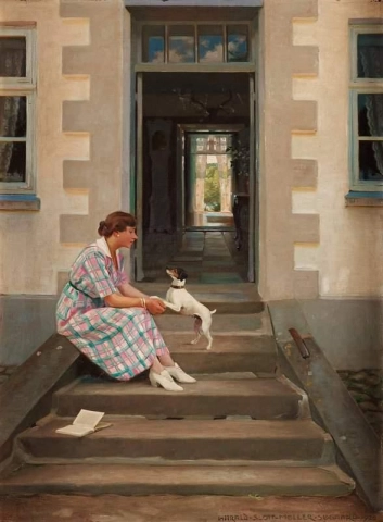 Una mujer y su perro 1920