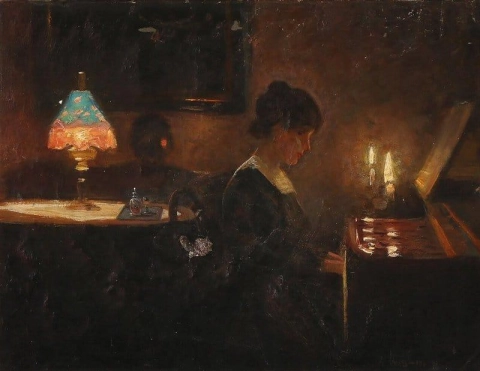 Interior With A Woman At The Piano